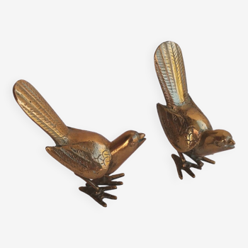 Pair of small brass birds