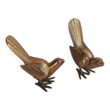 Pair of small brass birds