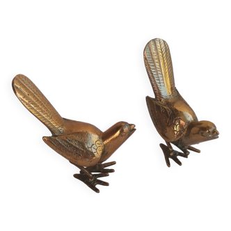 Pair of small brass birds