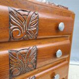 1930 Art Deco chest of drawers with recessed pink marble