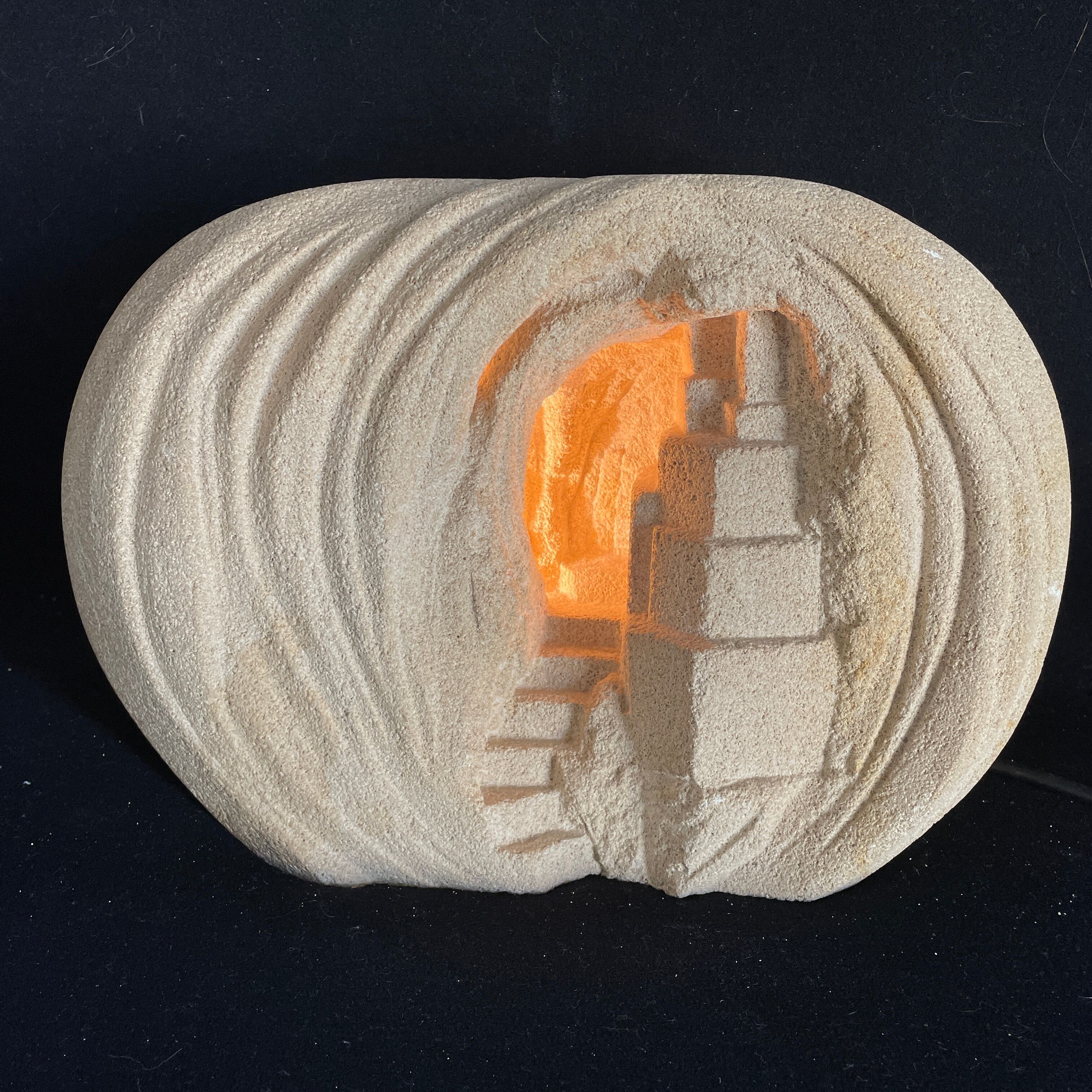 Arsene Galisson lamp in stone vintage design 1970