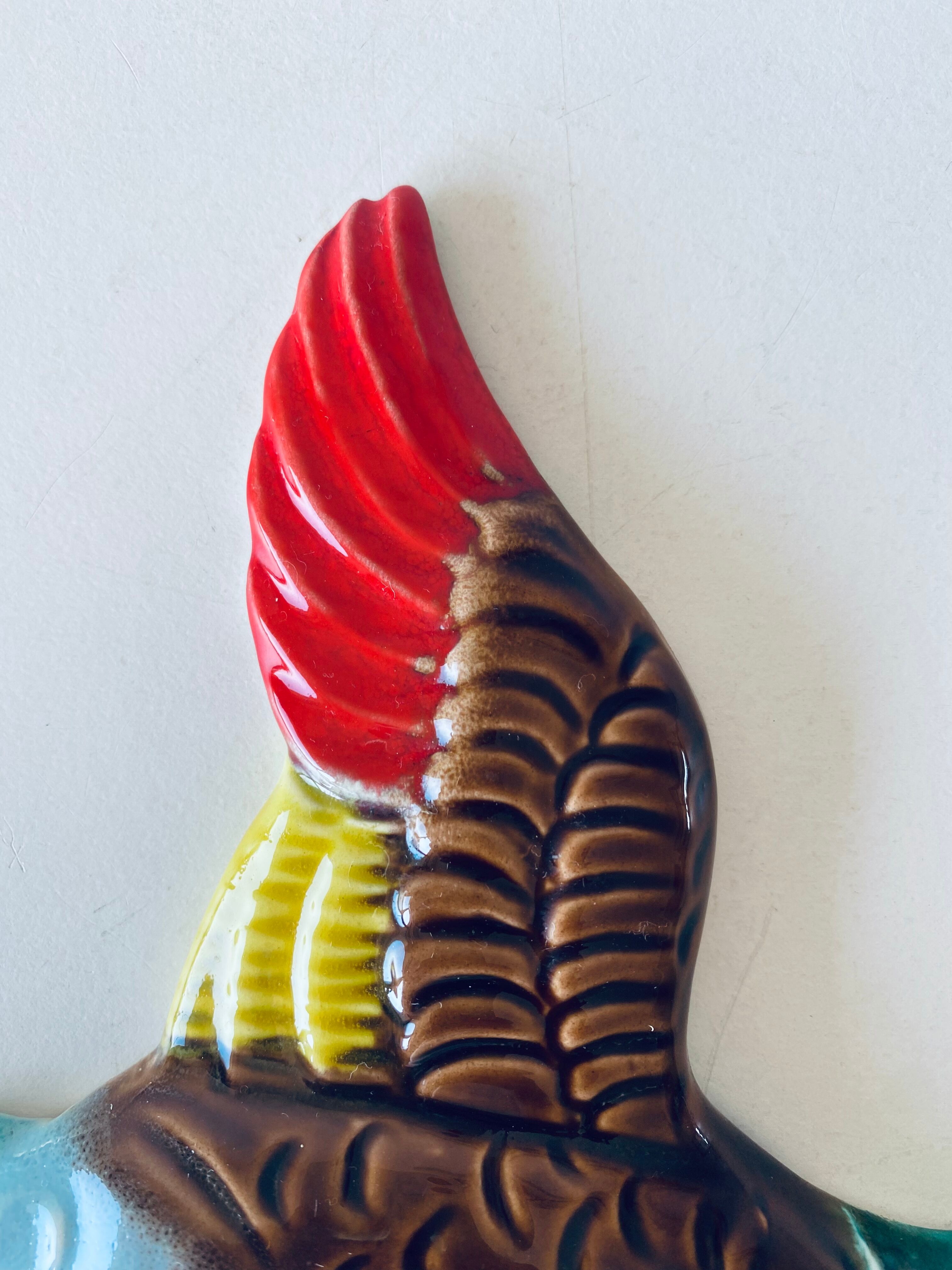 Decorative wall bird in ceramic Vallauris