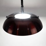 Red Metallic and Chrome 70s Pendant Lamp