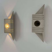 Pair of vintage wall lights, matt white lacquered metal, France 1970