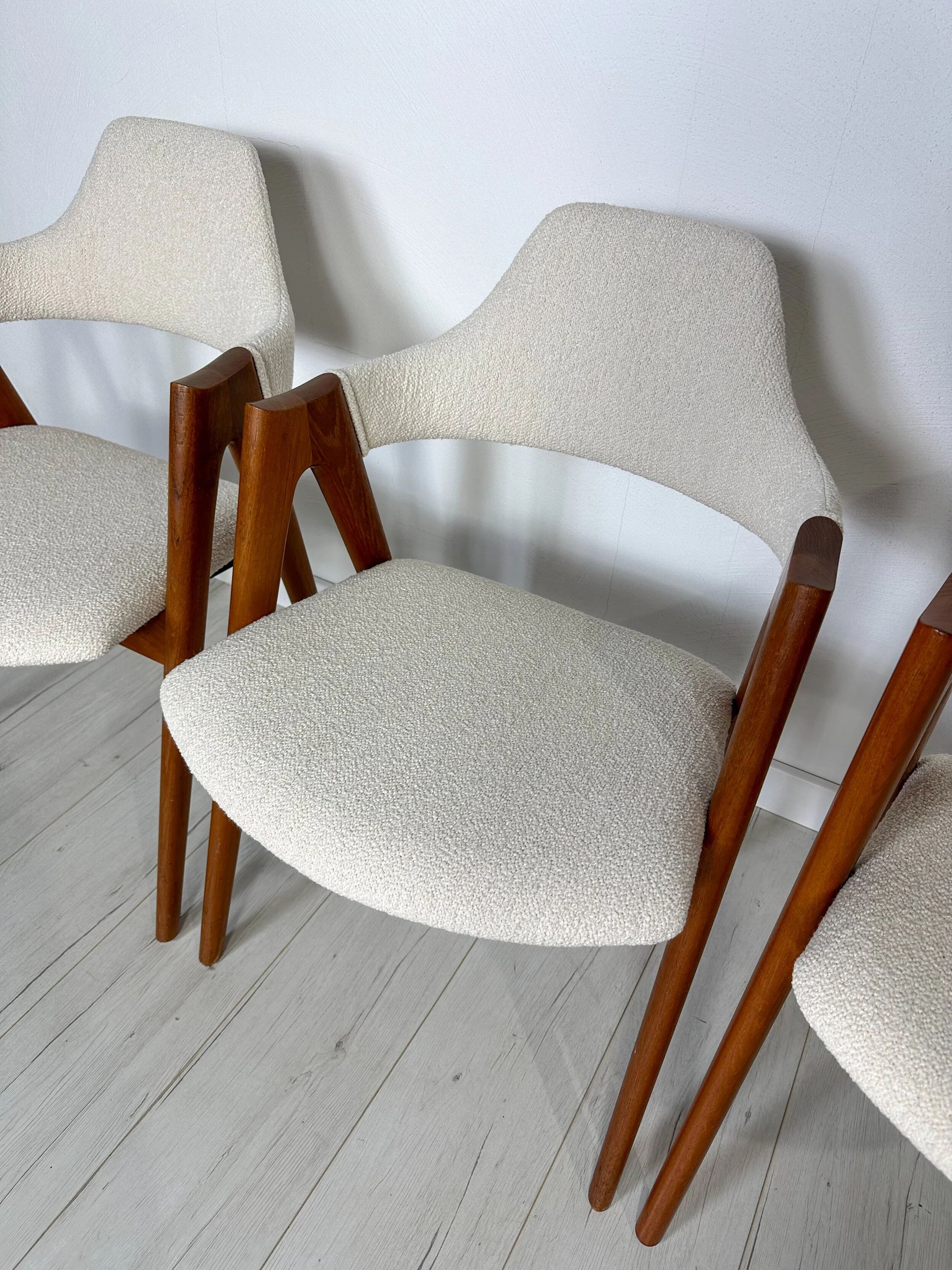 1960s set of 6 Compass teak dining chairs by Kai Kristiansen for Schou Andersen Møbelfabrik
