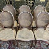 Set of 6 Louis XVI style medallion chairs in cane