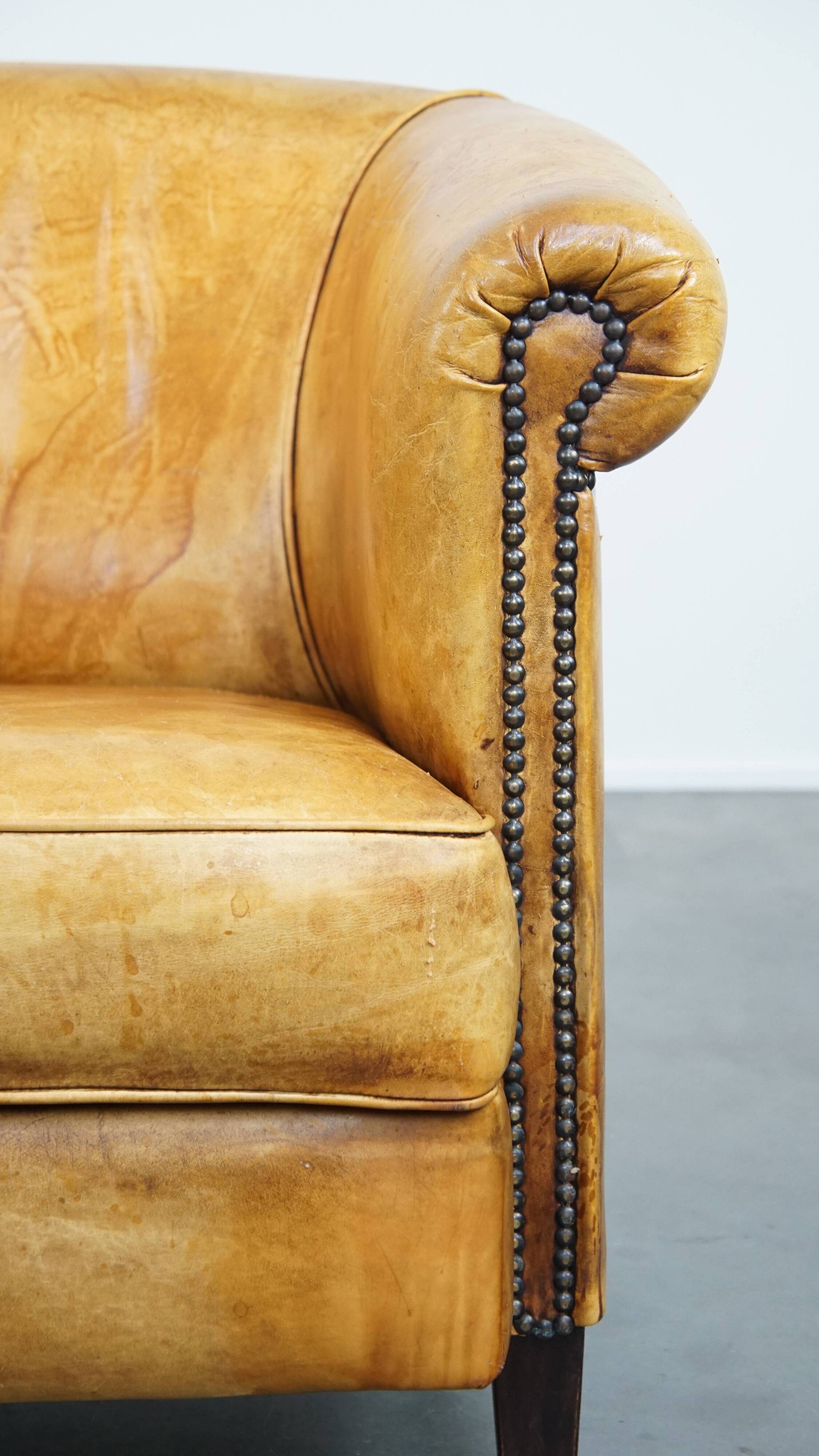 Cow leather English style club chair