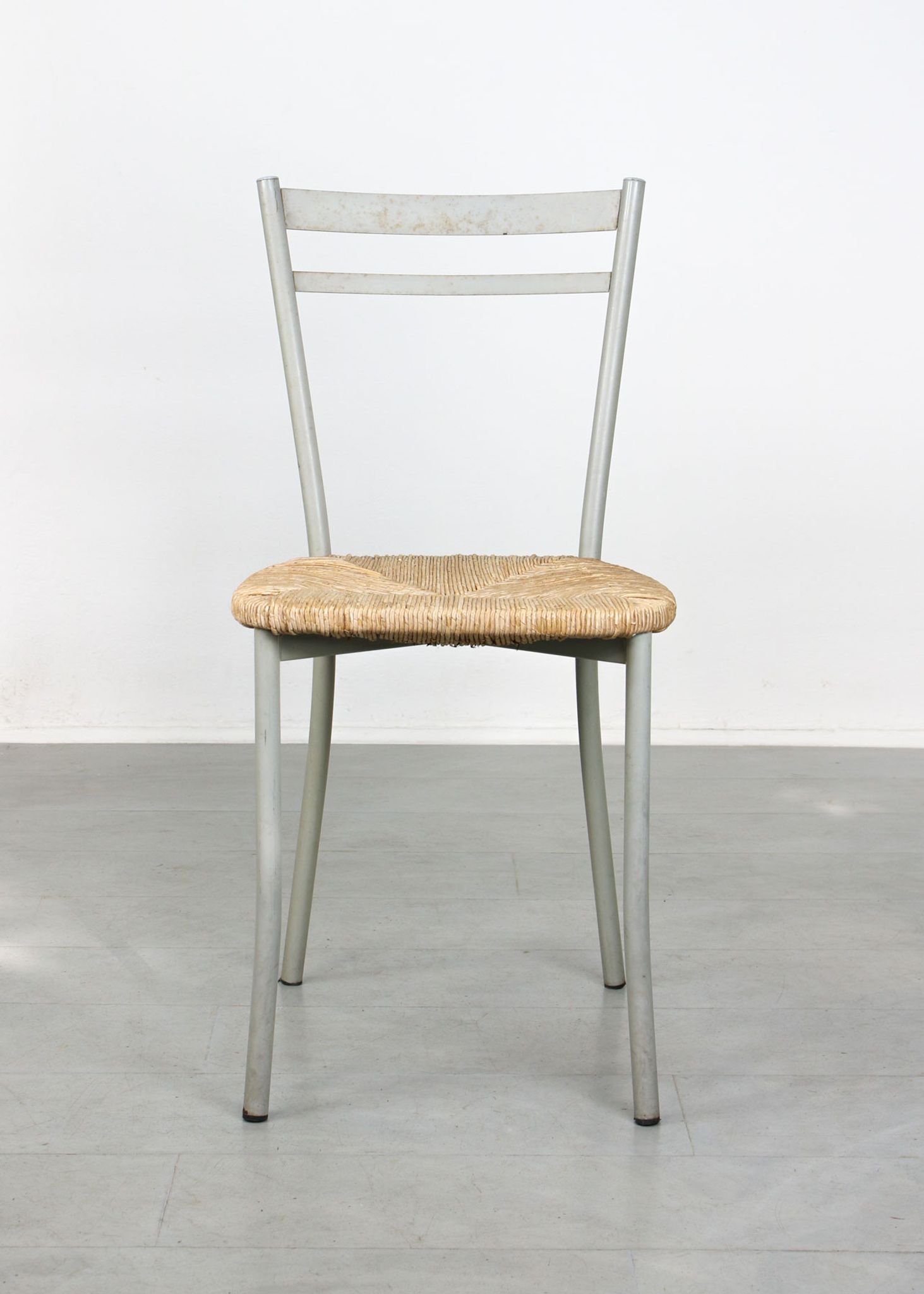 Vintage italian straw and metal chair