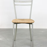 Chaise italienne vintage en paille et métal