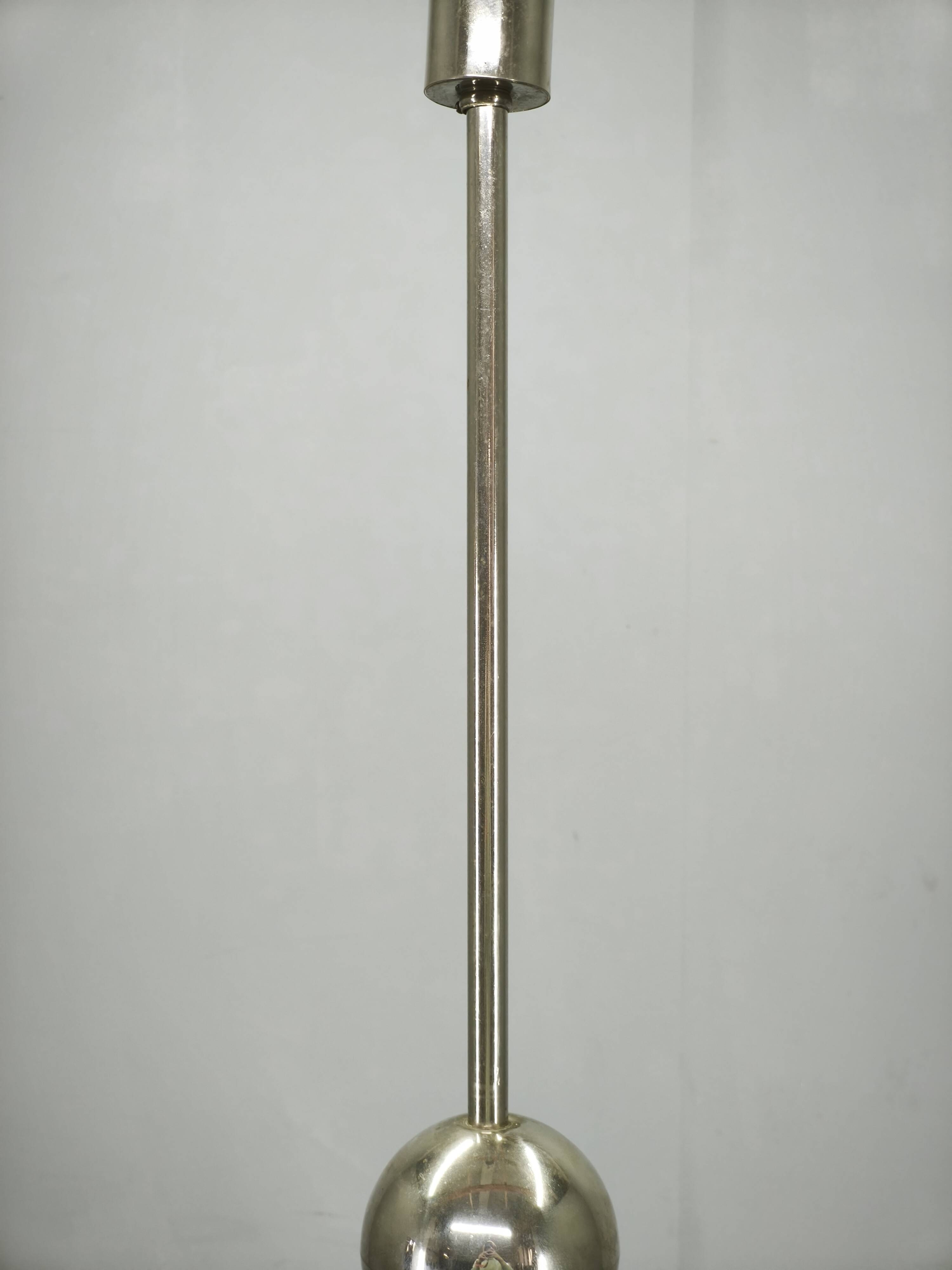 Art Deco Five-Light Chrome Chandelier, Czechoslovakia, 1930s