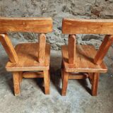 Pair of Canadian Brutalist Pine Chairs – Rustic Design from the 1970s