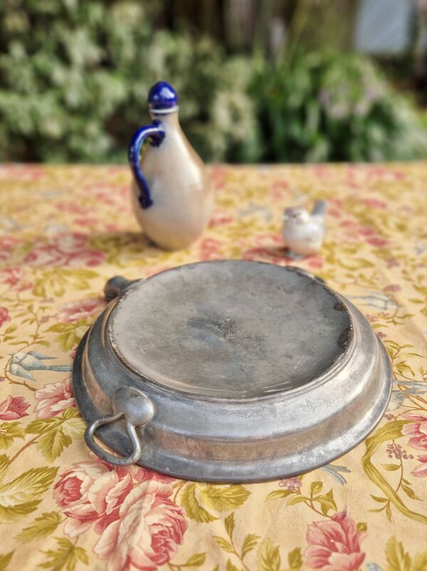 Assiette chauffante antique en ceramique et metal james dixon and sons shef