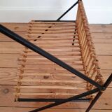 Rattan and metal side or bedside table