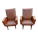 Paire de fauteuils vintage en skaï marron