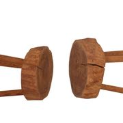 6 Raw Log Stools or Bedside Tables France circa 1970