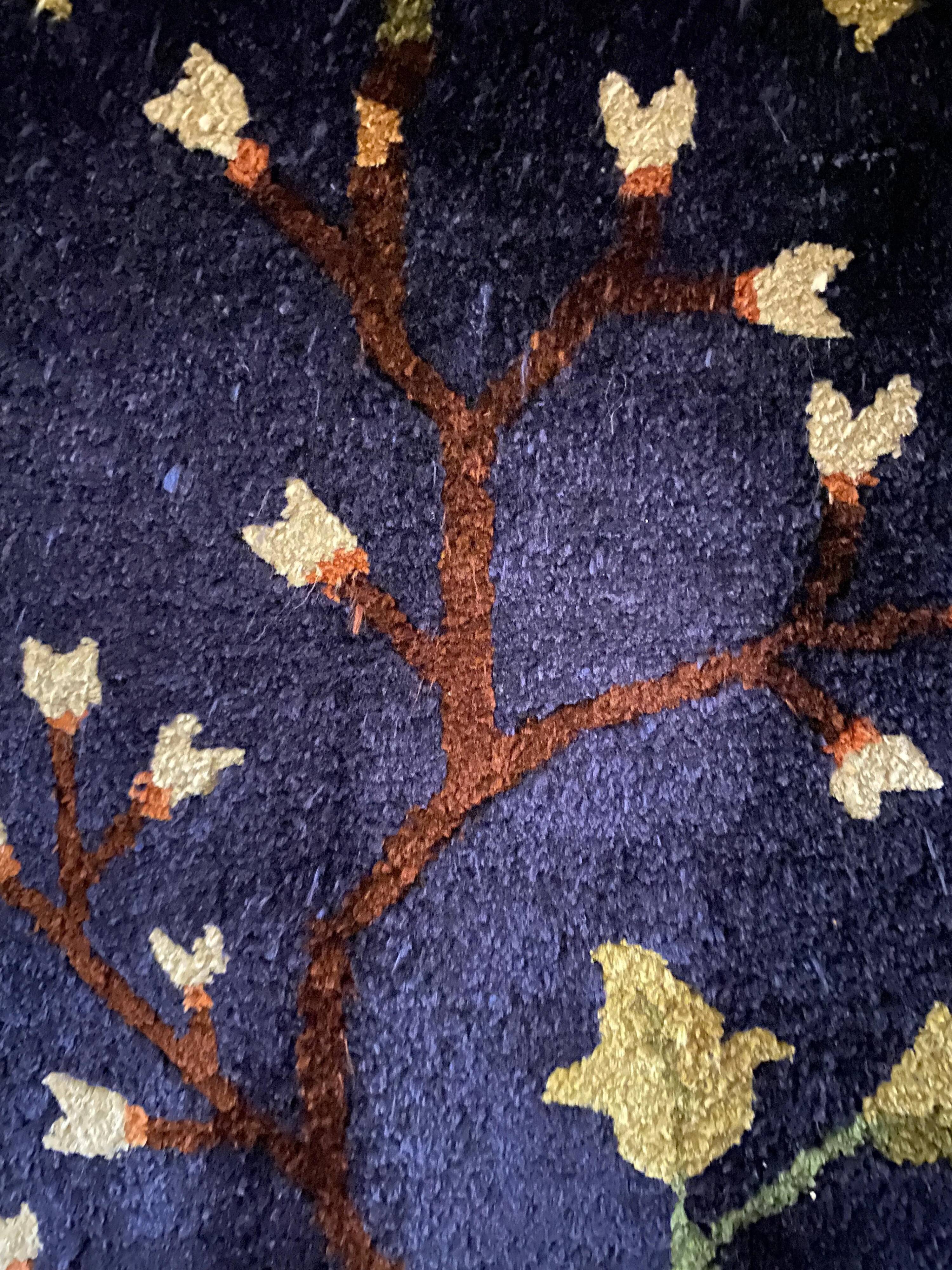 Art Deco Chinese Handmade Silk Bautou Tapestry Rug, Early 20th Century