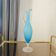 Elegant azure blue blown glass ewer vase