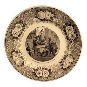 Assiette parlante "la Reine Margot" Lebeuf Millet & cie