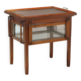 Table vitrée ancienne en acajou, verre et bronze, Italie, XIXe siècle