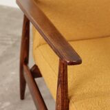 Mustard yellow curly Scandinavian armchair by H.Lis