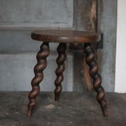 Vintage stool, wooden stool, tripod stool with turned legs, plant stand.
