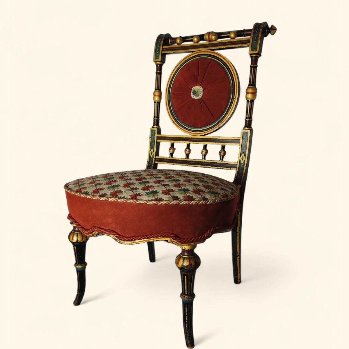 Blackened Wood Boudoir Chair - Napoleon III
