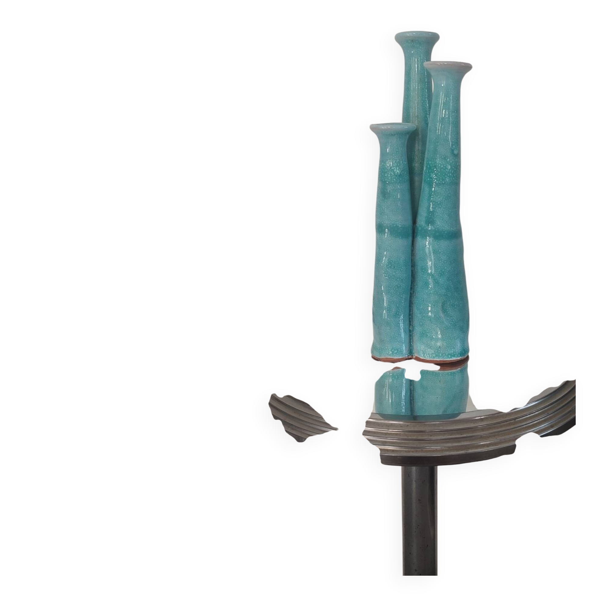 "Organ" triple soliflore vase in artisanal ceramic