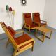 Ensemble salon en pin 3 fauteuils lounge et table design scandinave 70