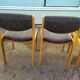 Set of 4 chairs in blond wood and gray fabric - vintage
