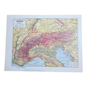 Old map of the Alps from 1928