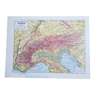 Ancienne carte des Alpes de 1928