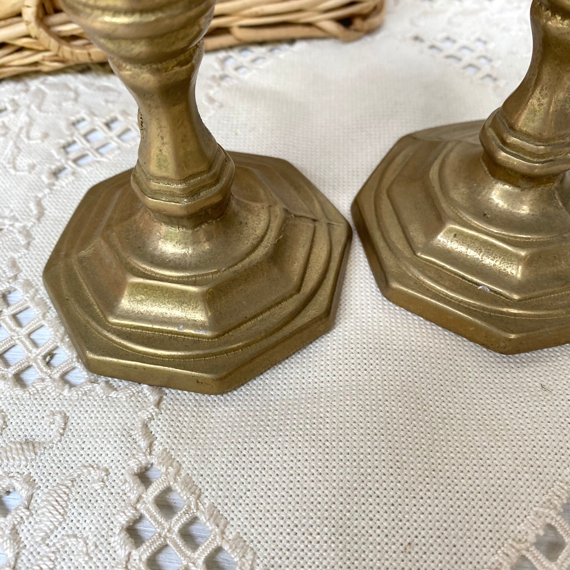 Pair of Nijhof Holland brass candle holders