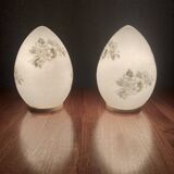 Paire de lampes opaline Design 1950 "Ben Swildens".