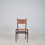 Chaise en teck et rotin, années 60