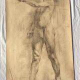 Large drawing of a man signed around 1943 pencil on paper dimensions: height -120cm-