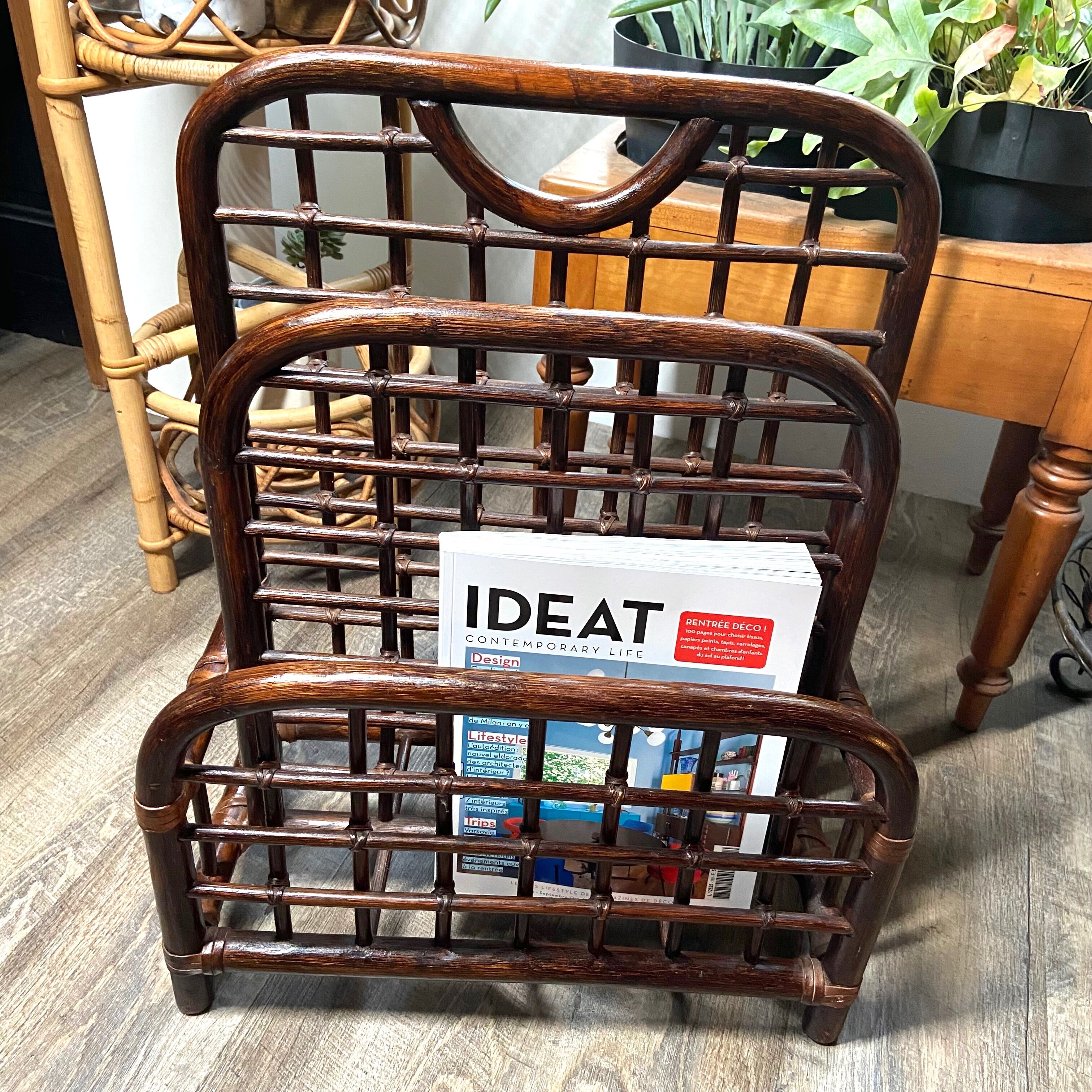 Bamboo and rattan magazine holder