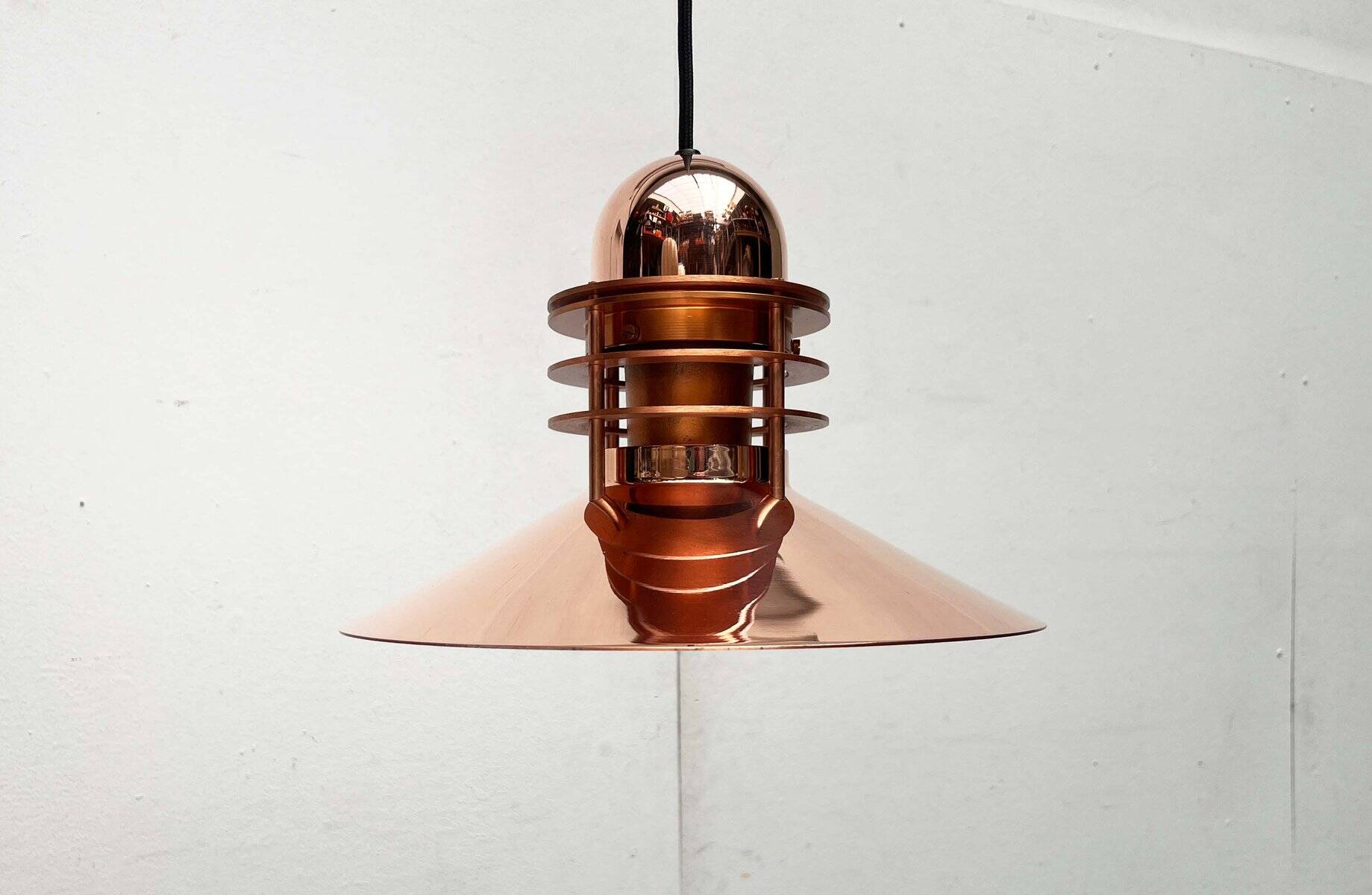 Vintage Copper Pendant Lamp Nyhavn by Alfred Homann and Ole V. Kjær for Louis Poulsen, 1980s