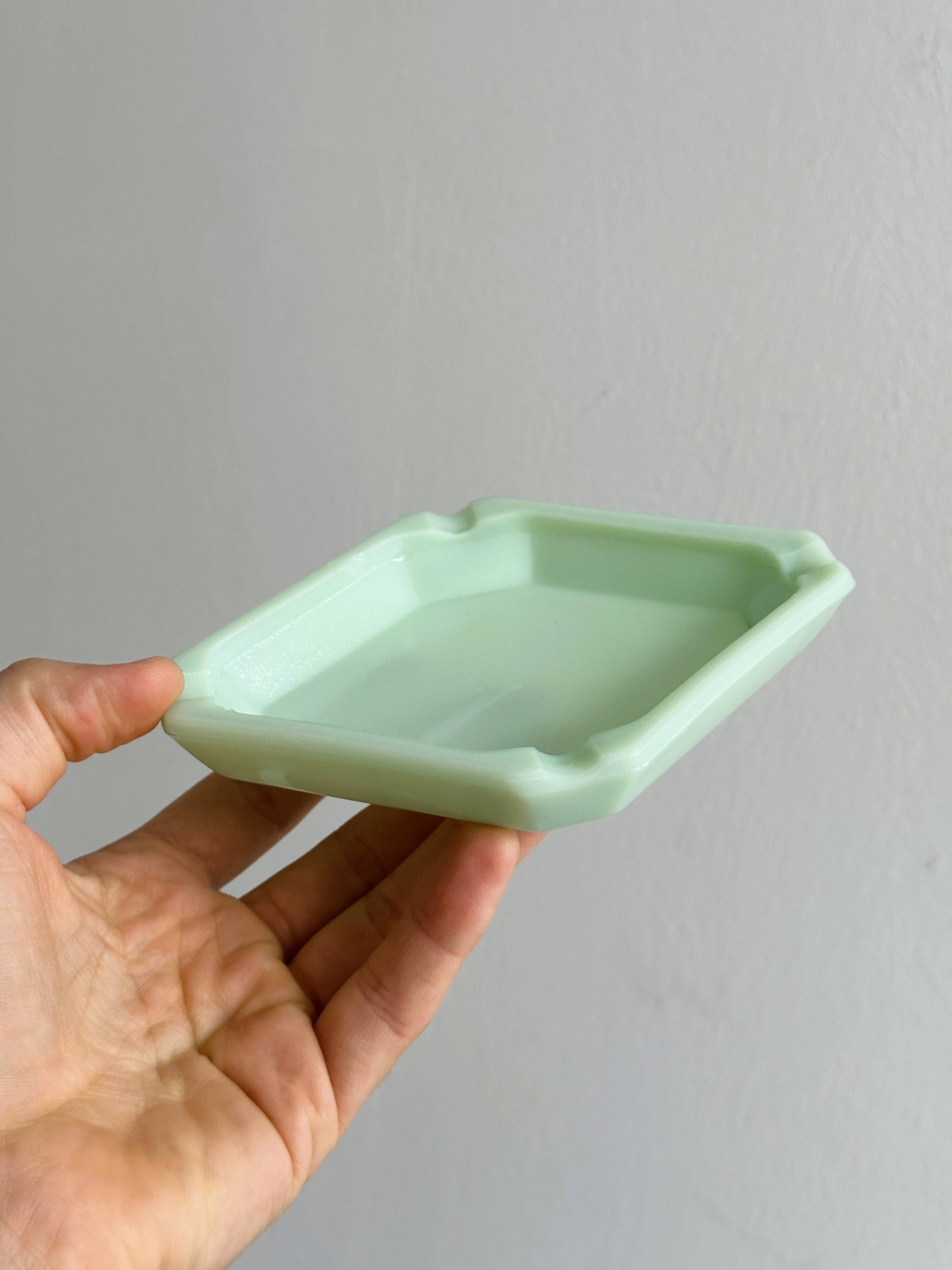 Green opaline ashtray, retro design,