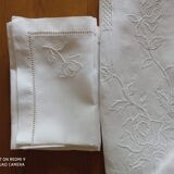 Tablecloth and old towels in embroidered linen