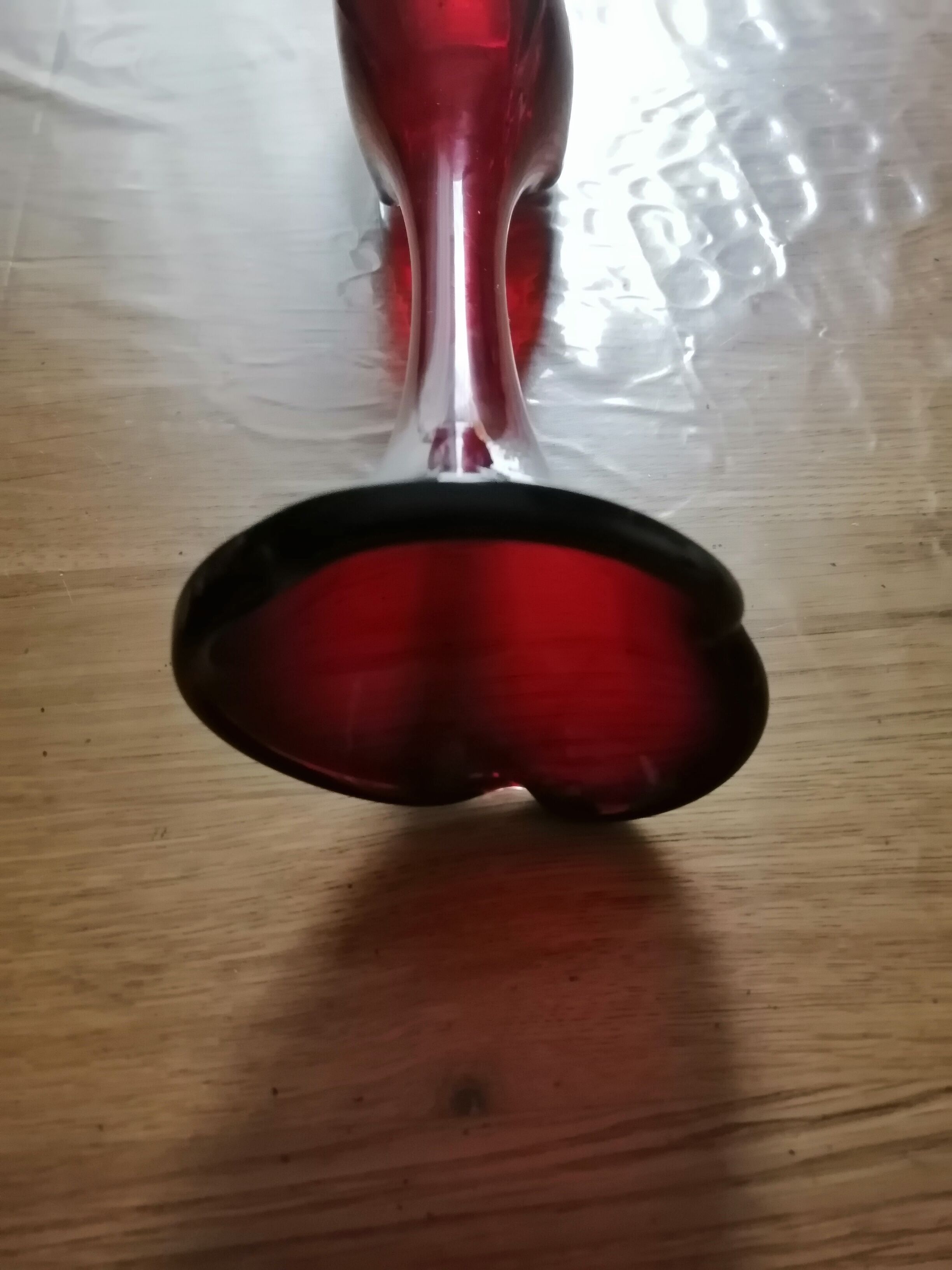 Vintage tulip vase dark red glass