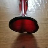 Vintage tulip vase dark red glass