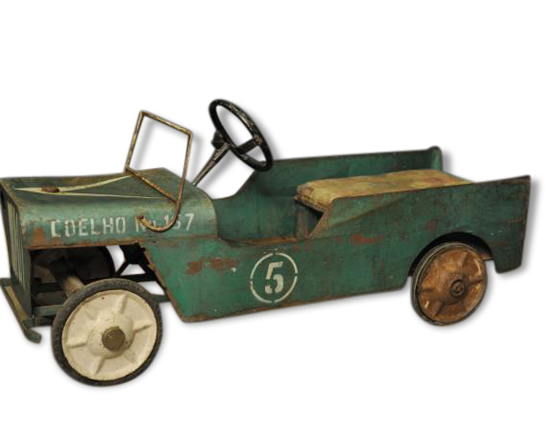 Green metal pedal car