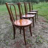 Lot of 4 Chairs Bistro Art Deco seated screen-printed