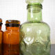 Green glass carafe
