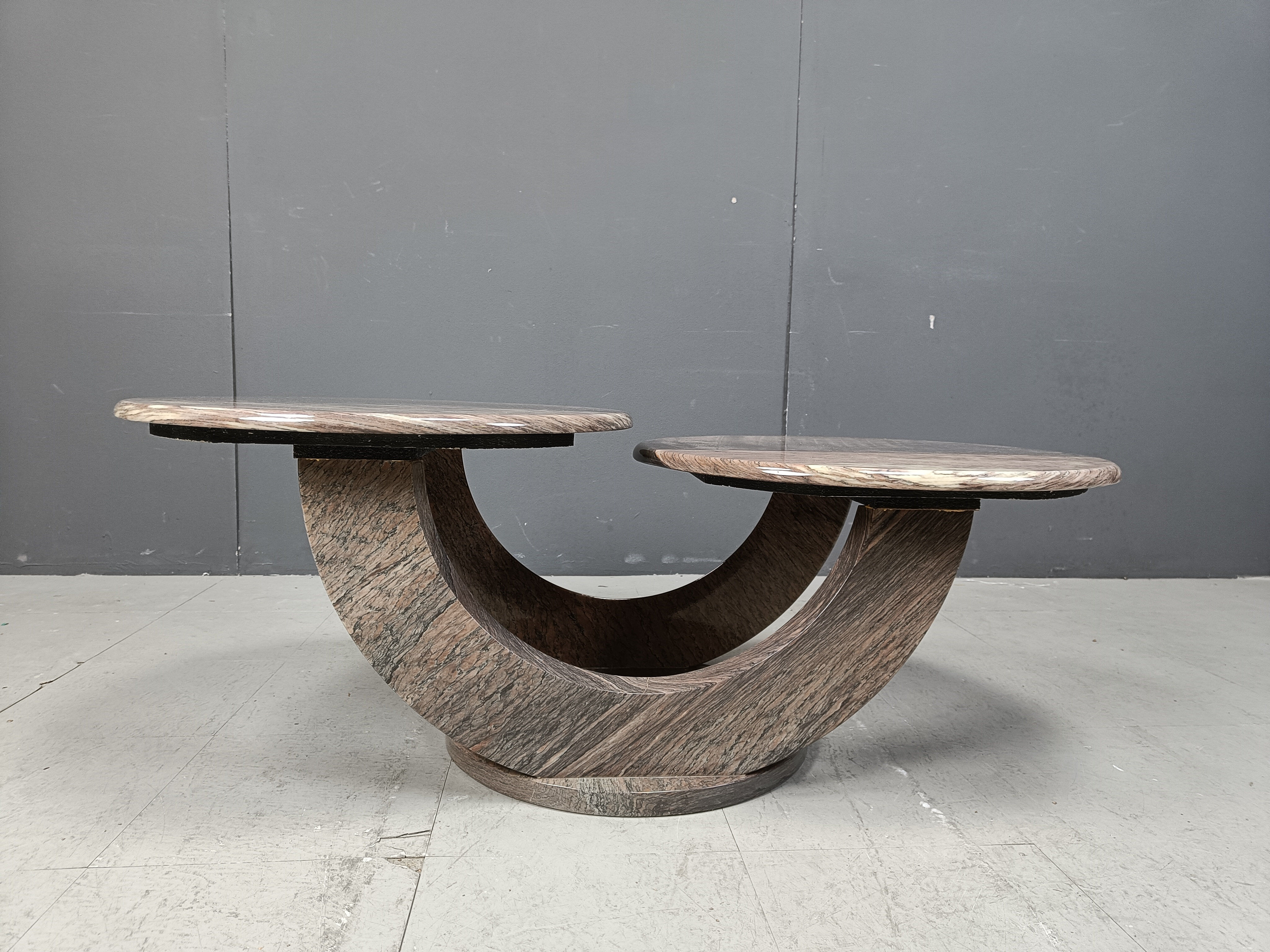 Vintage two tier marble coffee table, 1970s
