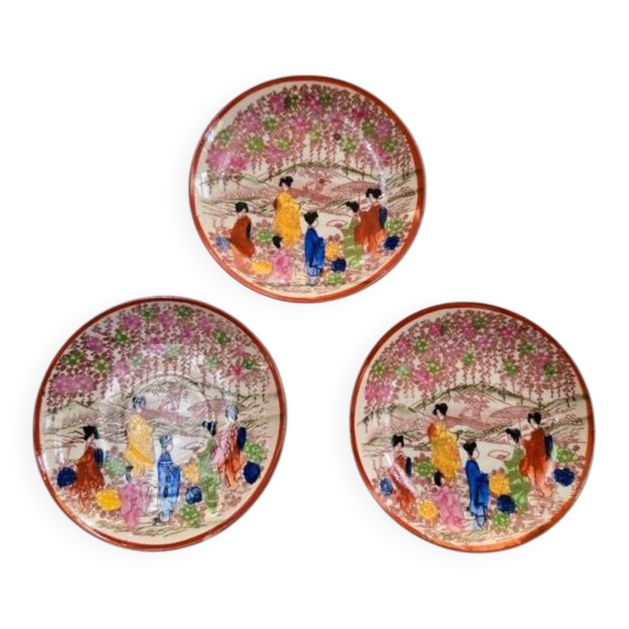 3 vintage Japanese saucers