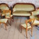 Empire Upholstered and Inlaid Walnut Living Room Set, Austria, 1810s, Set of 3