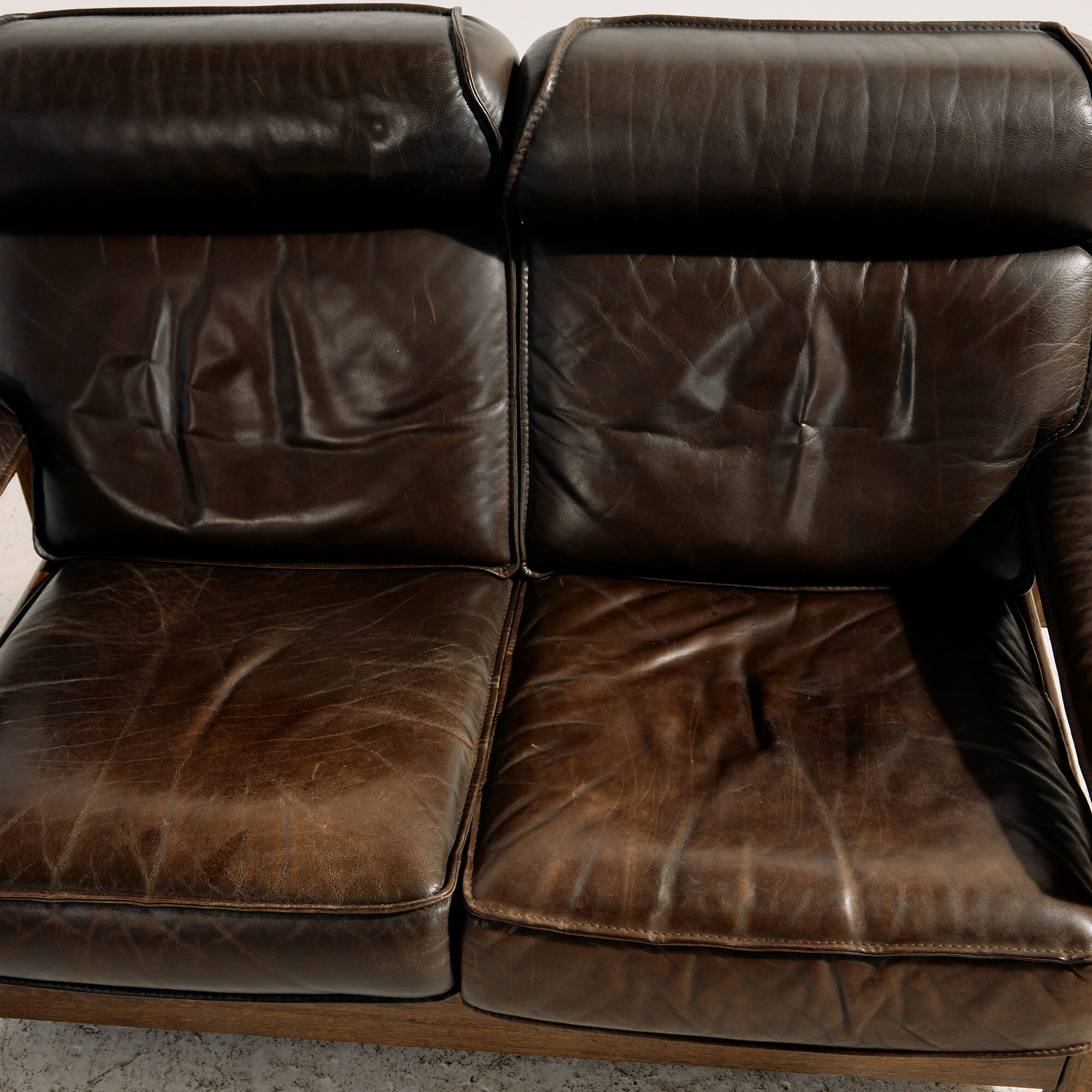 Leather sofa set model 757 by Harry de Groot for Leolux, set of 3.