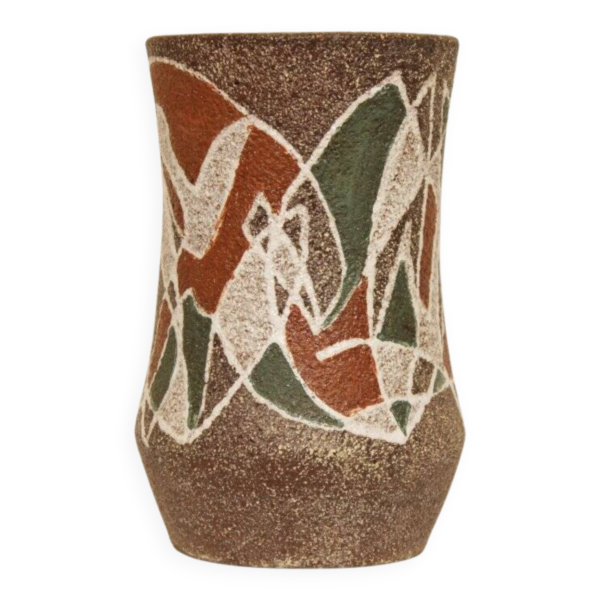 Vase with modernist/primitive art decoration - Accolay pottery