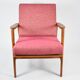 Original scandinavian armchair Stefan, restored, 1960s icon, pink